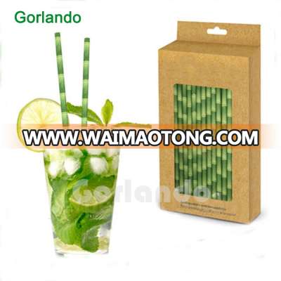 Green Eco-Friendly Disposable Drinking Striped Paper Straws